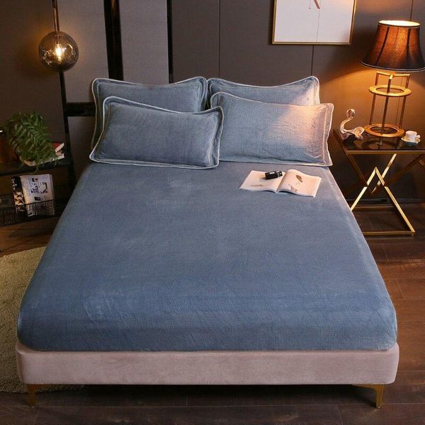 

bedding sets 1pcs fitted sheet with 1 pair pillowcase home room bed supplies winter warmth heating micro fleece soft set drop