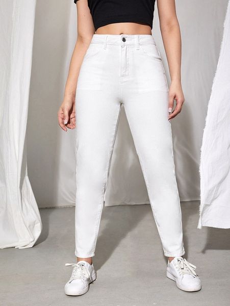 

high waist straight leg jeans e0ts#, Blue