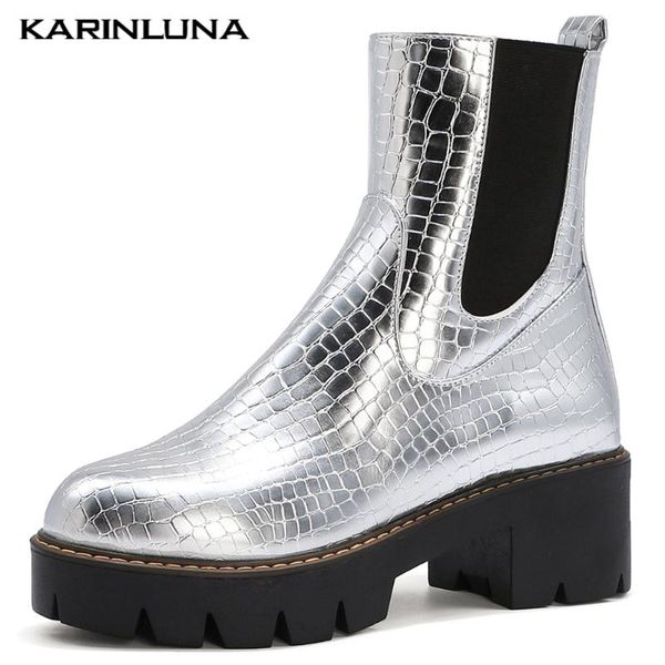 

boots karin large sizes 43 square heels platform autumn winter woman shoes ankle, Black
