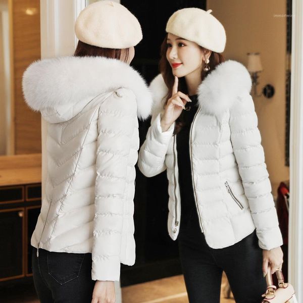 

jacket brief paragraph pu leather down cotton-padded clothes coat little han edition piece cultivate morality1, Black