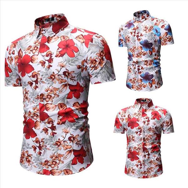 

2021 new style mens printed casual button down short sleeve shirt blouse sales 2021, White;black
