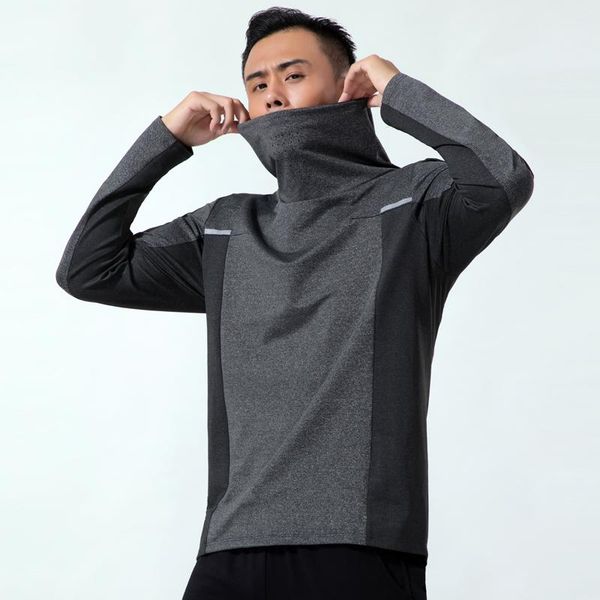 

outdoor t-shirts men's casual hooded fashion long sleeve solid blouse running training clothes, Gray;blue