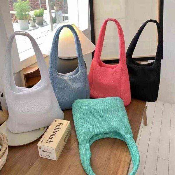 

shopping bags casual women shoulder large capacity tote hollow mesh summer beach handbags holidy big shopper purses bali sac 220303