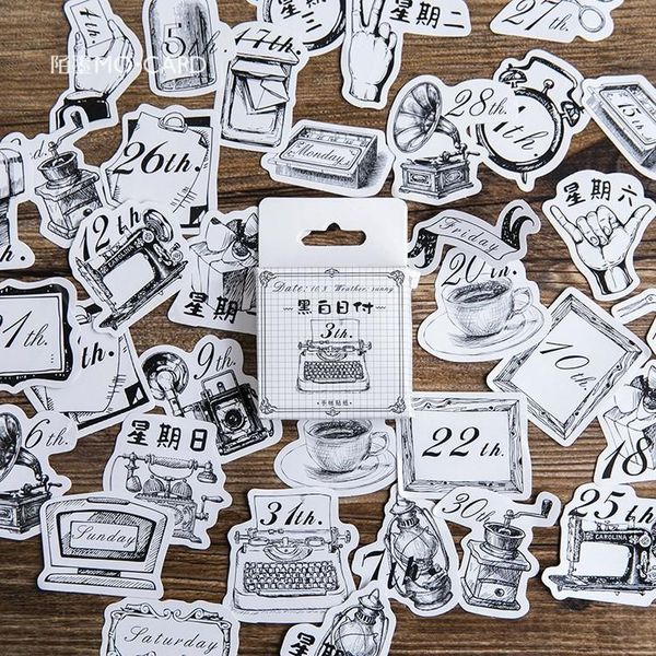 

creative black white life supply date stickers diary album decorative stickers flakes office school supplies stationery bbyyra xmhyard