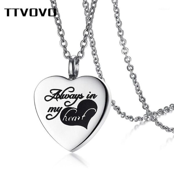 

pendant necklacesvovo openable charms heart cremation necklace for women men stainless steel urn ashes holder keepsake memoria jewelry1, Silver
