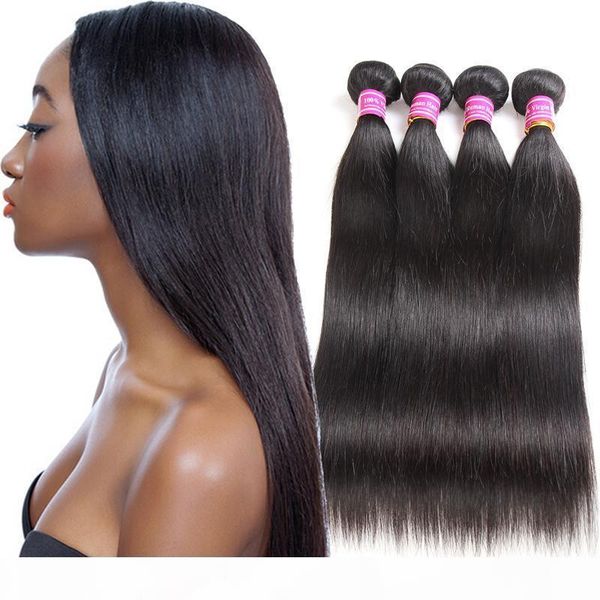 

8a 100% brazilian virgin human hair wave bundles 8-26 inch straight and body wave malaysian indian peruvian hair color natural black