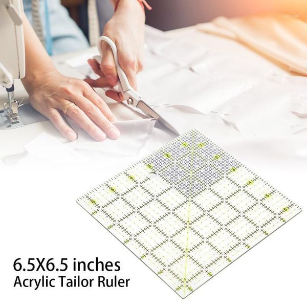 

6.5x6.5 inch translucent patchwork ruler diy acrylic sewing quilting tool square sewing ruler cutting machine accessories1, Black