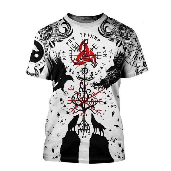 

символ викинга odin tattoo 3d печатные мужчины футболка harajuku мода рубашка с коротким рукавом летняя улица унисекс футболки, White;black
