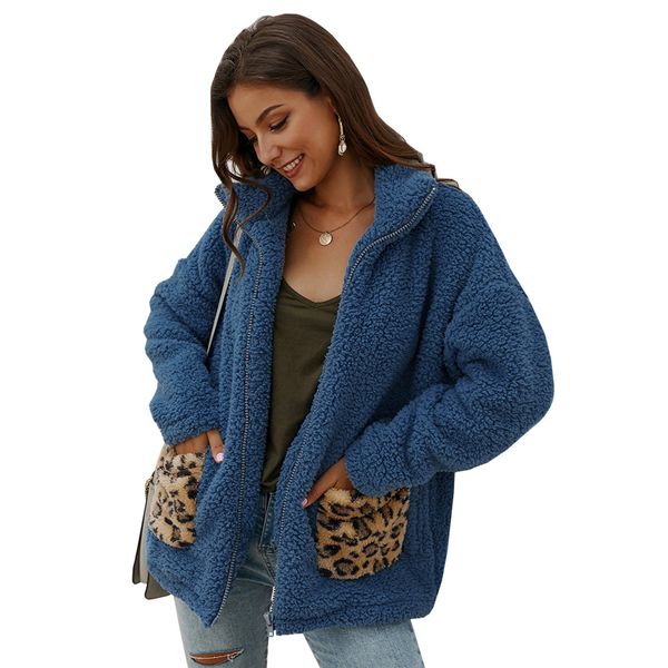 

female wholesale parkas velvet turn-down collar quilted sweaters women of vintage leopard the zipper outwear jacket, Black