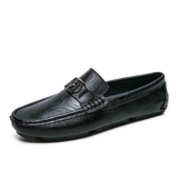 

fashion casual men's shoes versatile leather summer pea popular driving lazy breathable kid's, Black