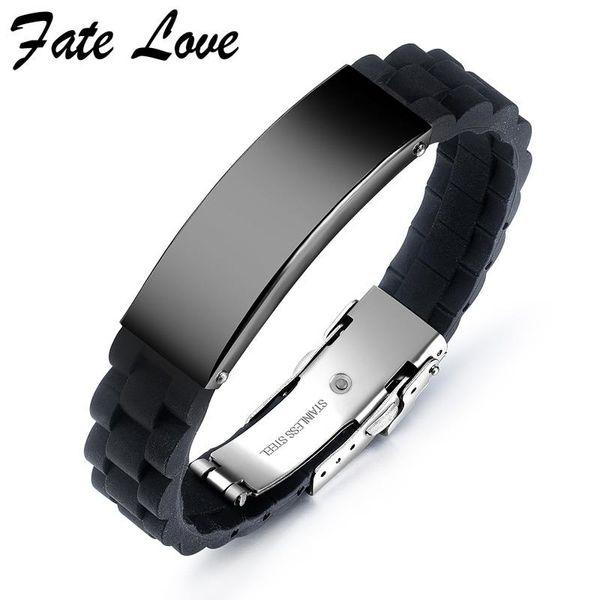

mens silicone bracelets 2020 stainless steel jewelry men bracelet hip hop jewellery charm accessories black pulseras hombre, Golden;silver