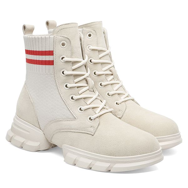 

new black thick heel pigskin motorcycle boots fashion women striped low heel warm ankle boots in 34-40