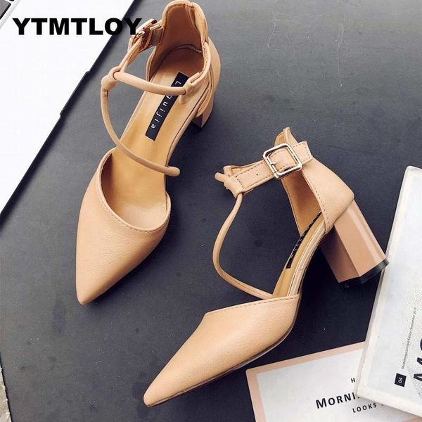 

new summer women shoes pointed toe pumps dress high heels boat wedding tenis feminino zapatos de mujer cross-tied y200323, Black