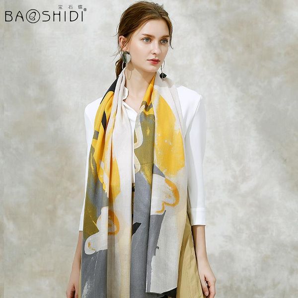 

scarves [baoshidi]100% wool winter scarf, long scarf women, elegant warm shawl lady, 2021 fashion infinity, Blue;gray