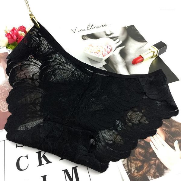 

women's panties women's briefs breathable solid color low-waist lace seamless bag hips european and american panties1, Black;pink