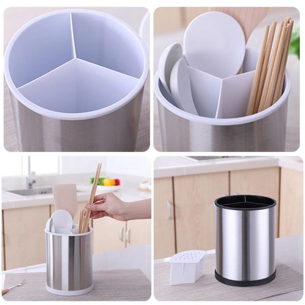 

kitchen utensil holder with detachable partition base chopsticks spoon drain rack cutlery storage holder kitchen tool accessory