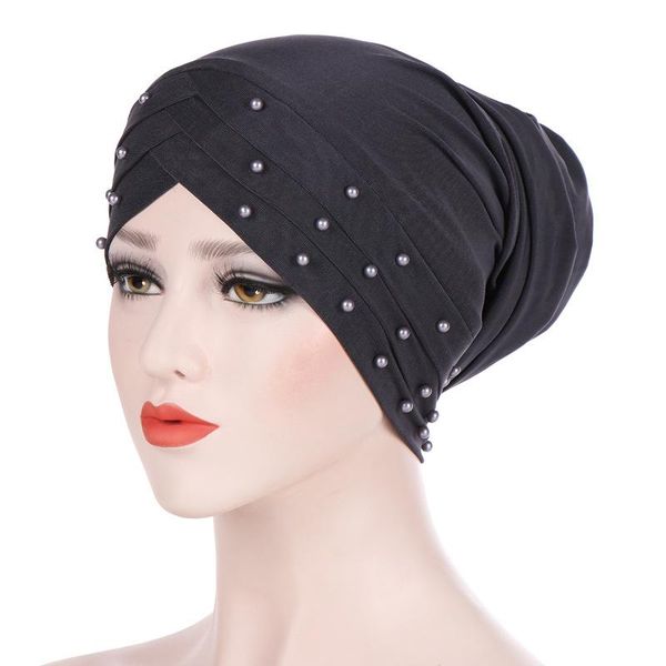 

muslim new style european and american foreign trade beaded long tail milk silk baotou cap spot, Blue;gray