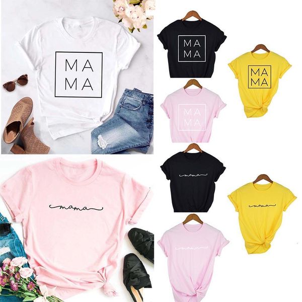 

women tshirt mama square print casual mom life mother's day harajuku shirt aesthetic korean female clothing vintage hipster, White