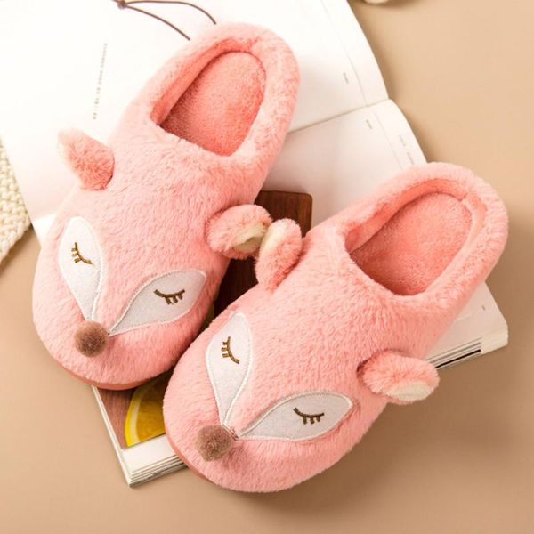 

autumn winter home women fur slippers cute animals bear indoor cotton ladies shoes flats non-slip furry women slippers hot, Black