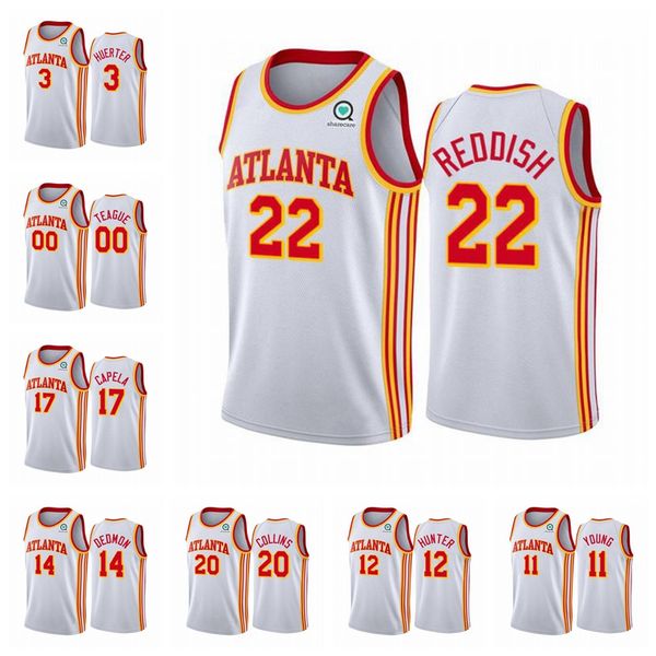 

2020/21 men cam reddish trae young swingman city basketball jersey atlanta hawks new white icon edition, Black;red