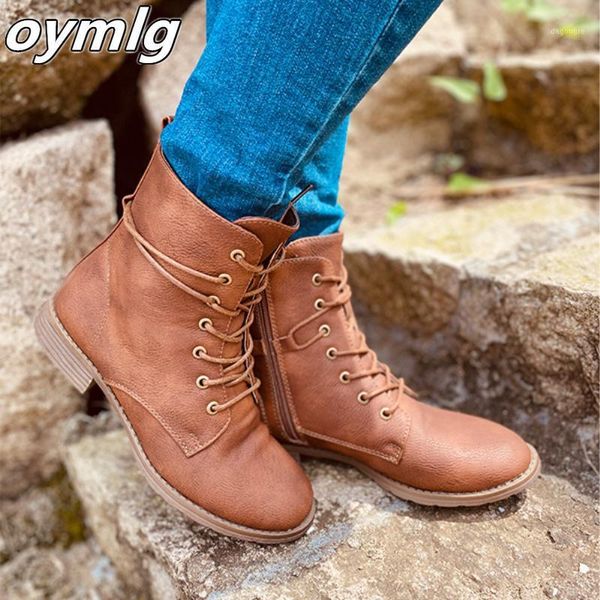 

boots ankle for women 2021 autumn winter motorcycle thick heel platform shoes woman slip on plus size fashion1, Black