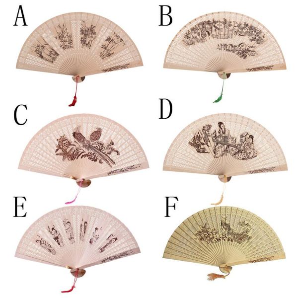 

party favor chinese traditional hollow fan sandalwood handmade beautifully female folding craft folded wedding gift l1204