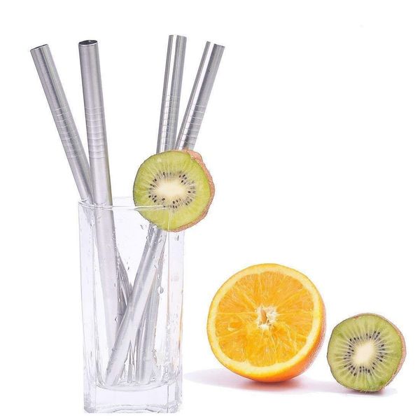 

stainless steel drinking straws reusable 8.5 inch drinking metal straws for milkshake smoothie cold beverage solid drinks sqbtb