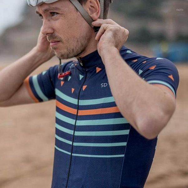 

team sdig 2020 summer triangle pattern striped cycling jersey short sleeved road bike clothing breathable air mesh sport shirt1, Black;red