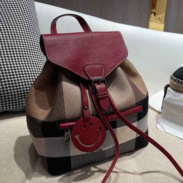 

backpacks bucket shoulder bags women travelling bag fashion patchwork plaid tartan canvas string grain leather lady purse