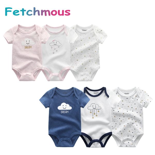 

summer 2019 new 3pcs/lot baby rompers 100%cotton 0-12m boy clothes newborn girl jumpsuit clothing soft roupas de bebe t200706, Blue