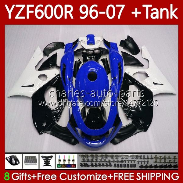 Fairings + Tank para Yamaha YZF600R Thundercat YZF 600R 600 R 96 97 98 99 00 01 02 07 Corpo 86No.130 YZF-600R 1996 2003 2004 2005 2006 2007 YZF600-R azul branco blk 96-07 Bodywork