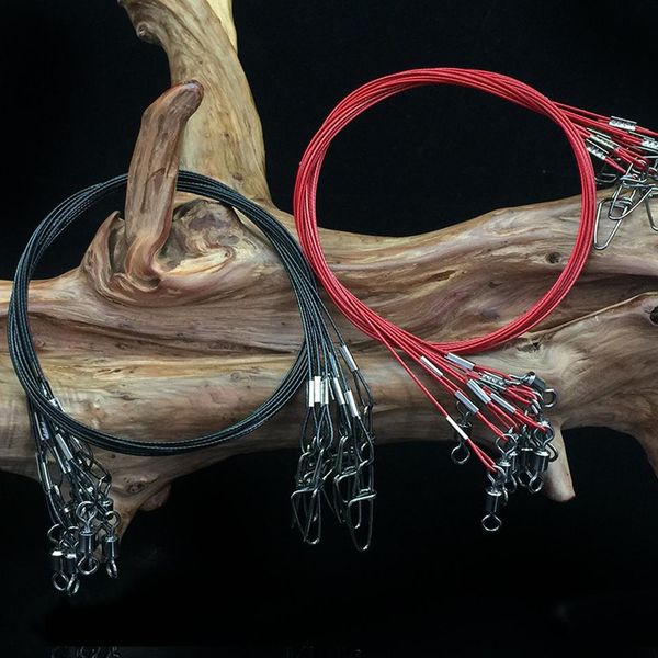 

10pcs/lot 50cm 150lb fishing line strengthen steel wire leader connect with swivel and cost lock snap ocean jllvso yeah2010