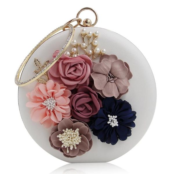 

chic women evening bag round flower dinner party wedding clutch shoulder handbag
