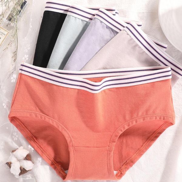 

3pcs/set striped cotton briefs for women lingerie seamless panties soft cotton crotch underwear breathable intimates ~4xl1, Black;pink
