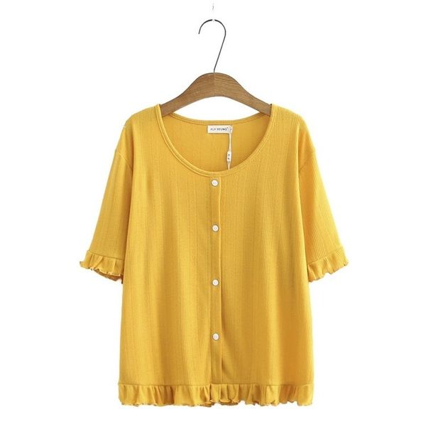 

black size more yellow of women short sleeve crochet summer big fashion tshirts fake button shirts urot, White