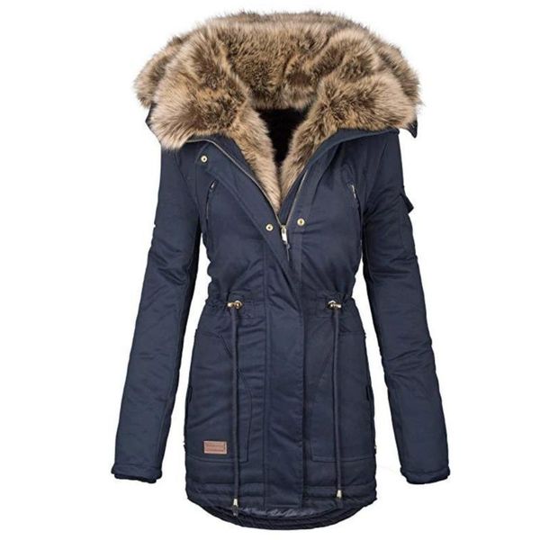 

women's down & parkas fashion women coat winter long sleeve solid color hooded cotton padded outerwear ladies jacket, Black