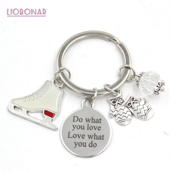 

steel ice new jewelry gloves arrival skate stainless key chain key ring skator gifts keychains, Slivery;golden