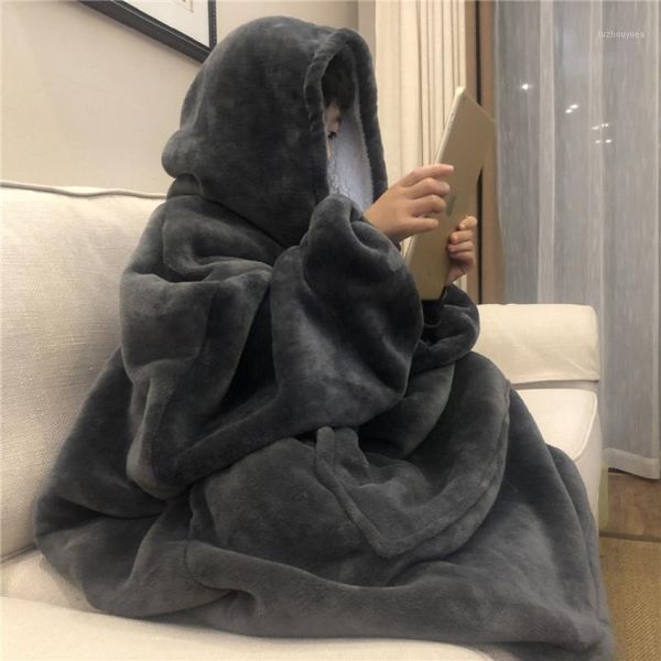 

winter warm tv fleece blanket hoodie adults bathrobe sofa blanket with sleeves sweatshirt plush soft blankets hoodie outwears1