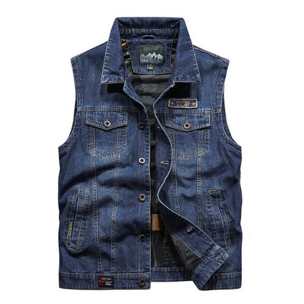

waistcoat coat denim vest men outdoors cotton multi pocket sleevless jean jacket plus size 4xl, Black;white
