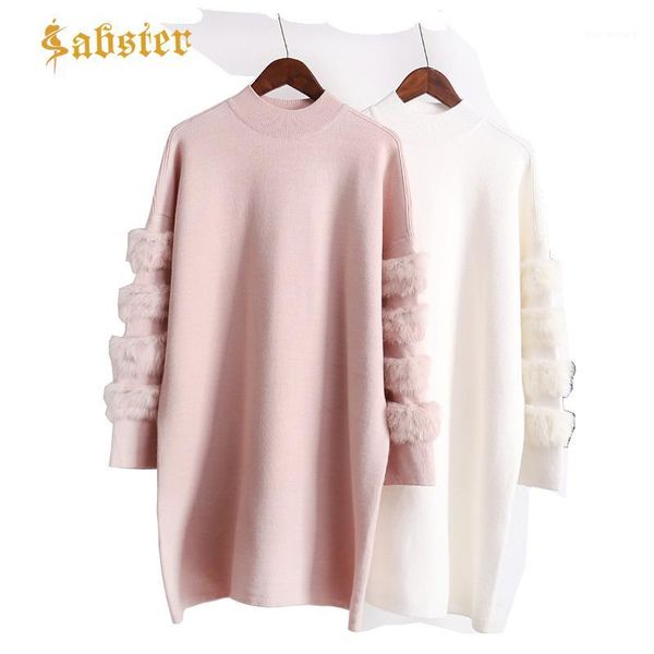 

2018 new autumn long oversized sweater women casual plush sleeve woman sweaters pullovers soild color female xz4601, White;black