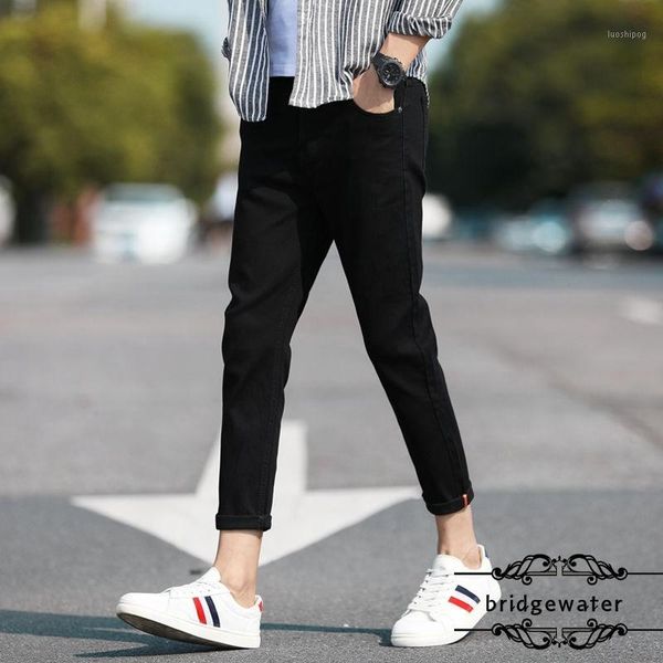 

ankle-length jeans men's slim casual mid-waist fashion plus size all-match youth fashion trend jeans1, Blue