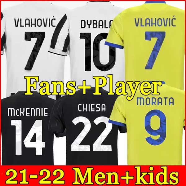 

21 22 vlahovic soccer jersey 2021 2022 kean dybala morata chiesa mckennie locatelli football kit shirts chiellini bonucci kits men kids sets, Black;yellow