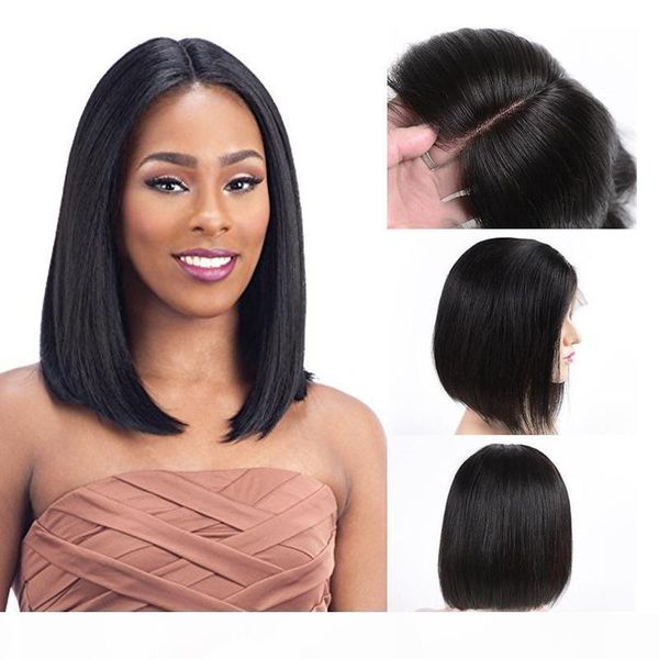 

bob lace front human hair wigs full lace wig with baby hair preplucked brazilian remy hair straight short bob wig for black women8~14inch, Black;brown