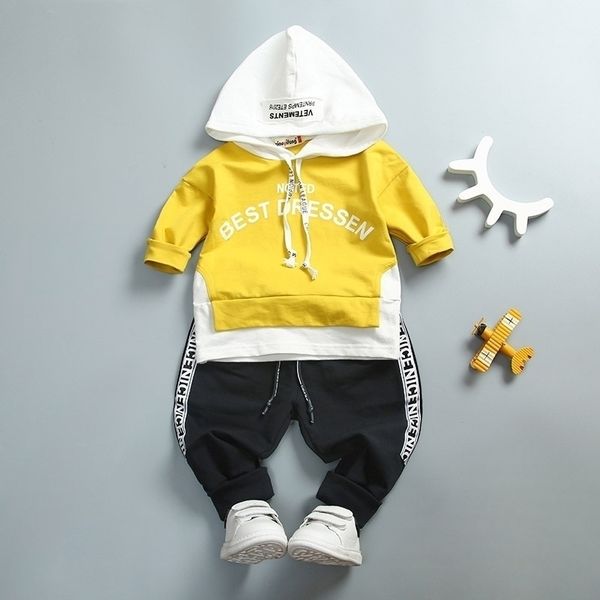 

spring autumn toddler cotton clothes sets baby girl boy sport hooded t-shirt sweatshirt pants 2pcs children kids casual suits y200325, White