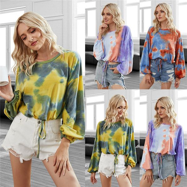 

women designer clothes tie-dye round neck raglan sleeve t-shirt pullover ladies autumn winter fashion sweatershirt 3 color cz112502, Black