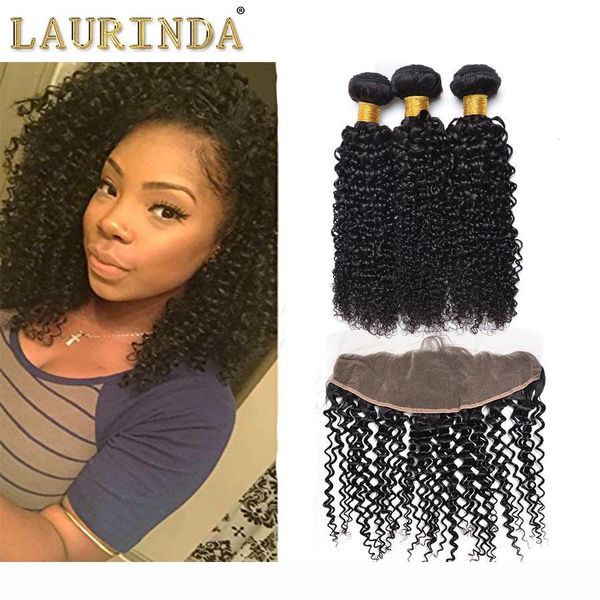 

lace frontal with bundles malaysian peruvian indian virgin hair bundles human hair curly wave bundles with 13x4 closure, Black;brown