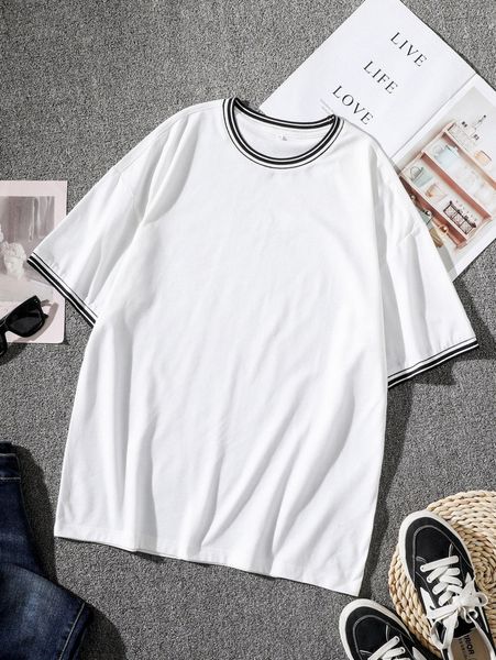 

men striped trim ringer tee c5nf#, White;black