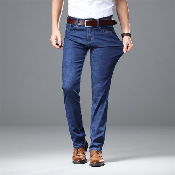 

thick autumn winter jeans men male straight fit pants classic jeans men denim elasticity fashion trousers heavy weight 201223, Blue