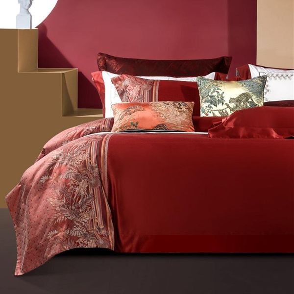 

bedding sets 120 s cotton four-piece jacquard beddings pure villa model room high-end edredones y conjuntos de ropa cama