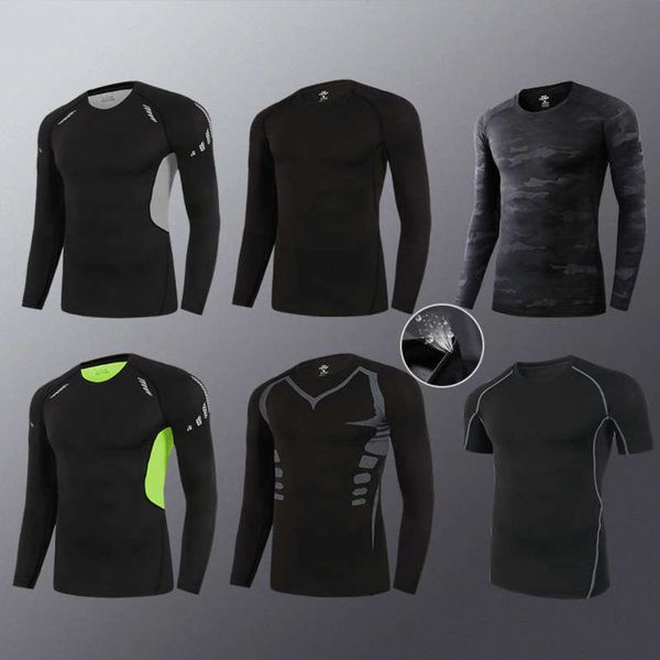 

sleeve quick drying tights men's long sports running fitness football training basketball suit bottom warm in winter, Gray